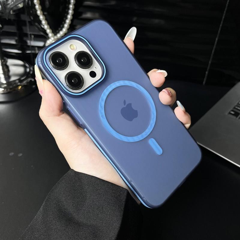 Magnetic Snap-On Phone Case IPhone 15 Pro Max 14 Series TPU Soft Matte Anti-Slip Shockproof Cover