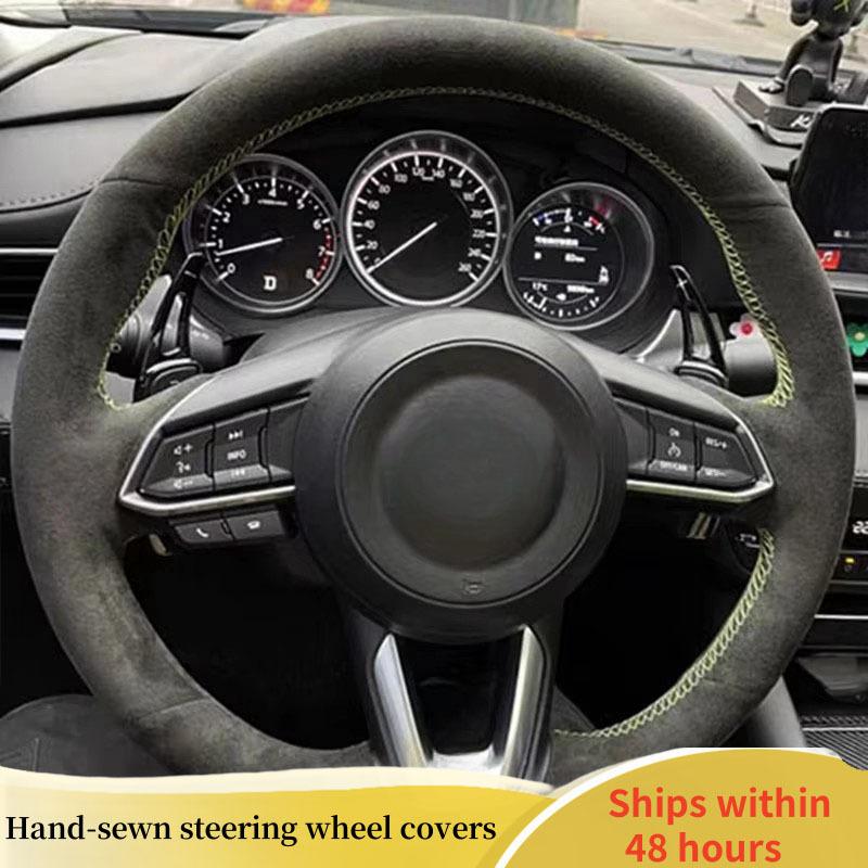 Car Steering Wheel Cover For Mazda 3 Axela 2017-2018 Mazda 6 Atenza CX-3 CX-5 CX-9 DIY Soft Suede Leather Steering Wheel Braid