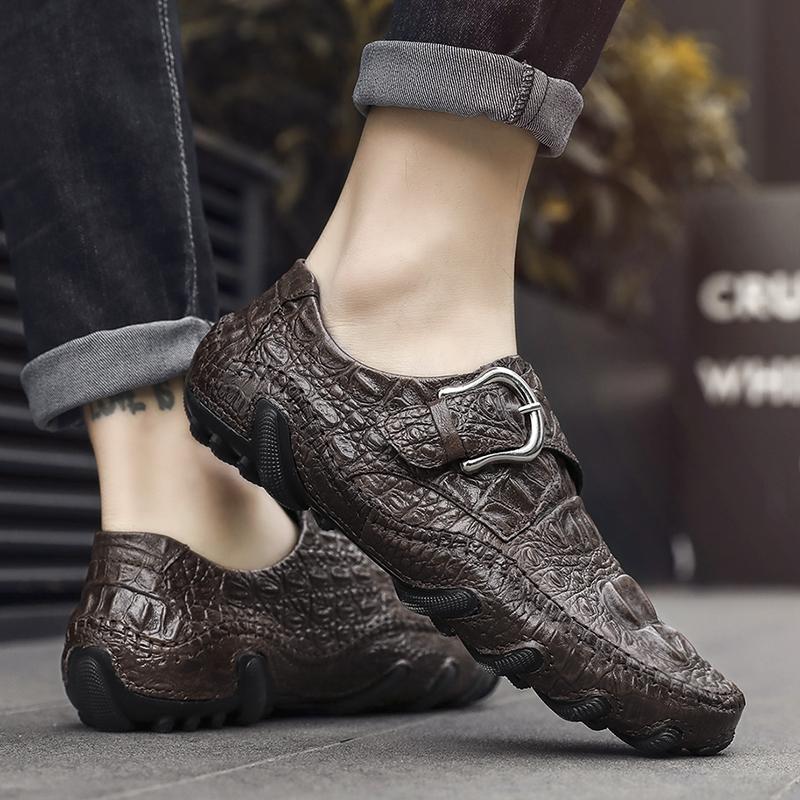 Модная мужская обувь из натуральной кожи, роскошная обувь в стиле business casual с тиснением под крокодила, слипоны для вождения, мужские лоферы-мокасины, большой размер 47