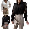 Womens Elegant V Neck Long Sleeve Blouse Shirt Floral Lace Patchwork Lady Tops