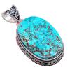 Tibetan Turquoise Gemstone Handmade 925 Sterling Silver Jewelry Pendant 2.17" AH-775