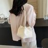 Large Capacity Vegetable Basket Bag Pure Color Shoulder Bag PU Leather Bucket Bag  Lady/Girls