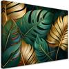 Canvas Print, Gold and Green Monstera Leaves