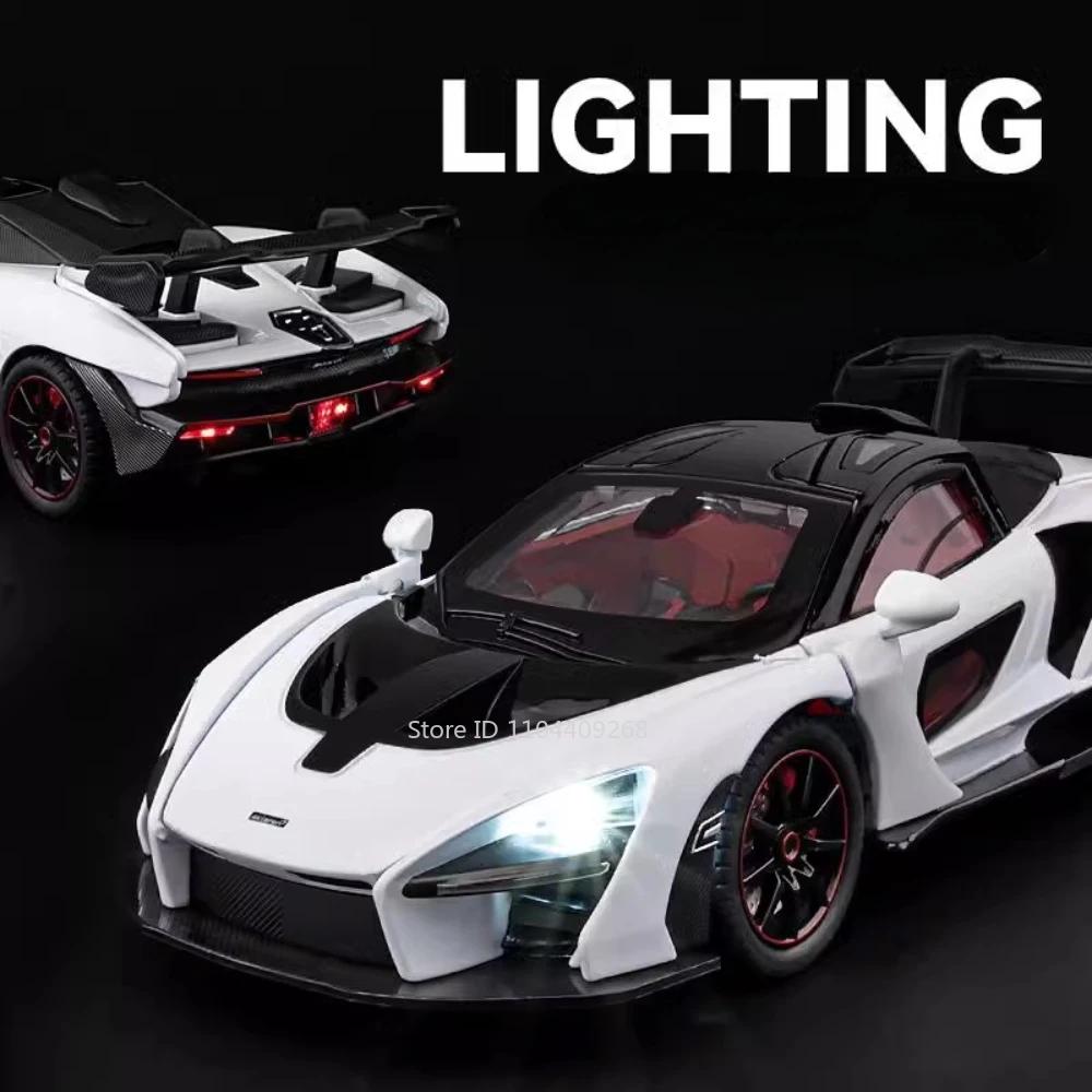 1:24 Senna 720S Sports Car Toy Model Alloy Diecast Light Music Miniature Supercar Doors Opened Models Boys Favourite Gifts Toys