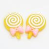 Mixed Color 100PCS Glitter Lolly With Bow Resin Lollipop Candy Scrapbook DIY Kawaii Cabochon