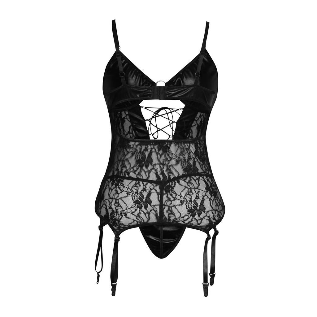 Sexy Leather Lingerie Elastic Size Sleeveless Dress Clubwear