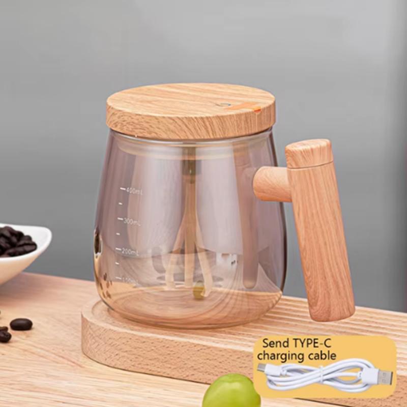 400ML Portable Rotating Stirring Electric Milk Coffee Glass Water Cup Automatic Stirring Coffee Cup Glass Cup With Handle