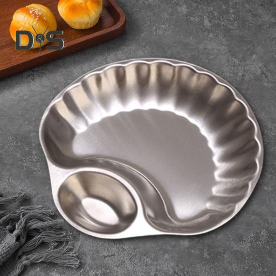 Поднос для закусок из нержавеющей стали с миской для макания, полированный дизайн, поднос для сэндвичей, суши, чипсов, пельменей, салатов