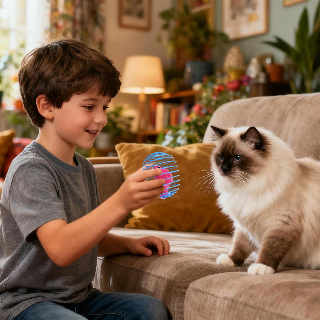 1pcs Cat Toy Balls Funny Stretchable Kitten Springs Toys Interactive Caged Rats Rolling Cat Balls Toy For Cat Dog Random Color