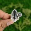 Natural Black Rutile Gemstone Promise Flower Ring Size 9.25 925 Sterling Silver
