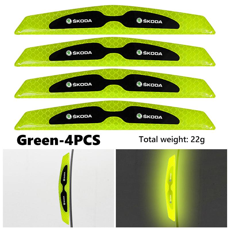 cycr3 For Skoda 4pcs Car Door Edge Protective Stickers Anti-Collision Strip Reflective Protector Sticker S Kodiaq Octavia 2 3 Yeti