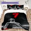 C Ronaldo Pattern Bedding uilt Set uilt Cover Pillowcase Home Decoration Birthday Gift (1 * duvet cover + 2 * pillowcase without core)