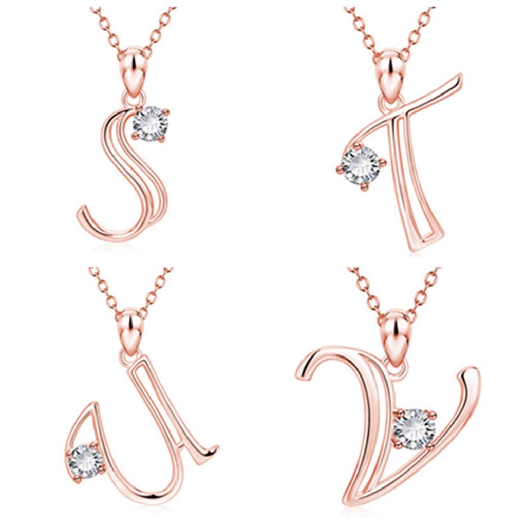Ожерелье-подвеска с заглавной буквой 26 цирконий Кубические украшения Аксессуар из золота и розы