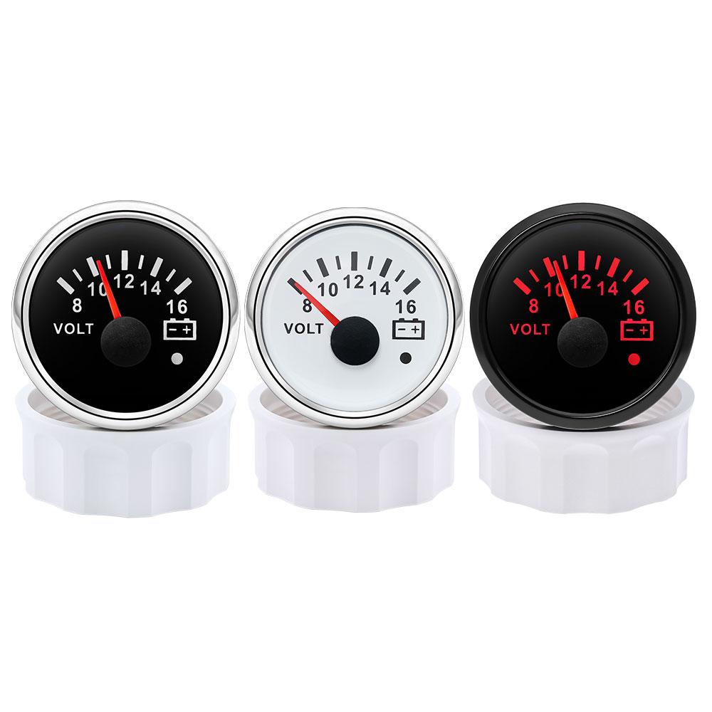 AD 52mm Voltmeter with Alarm Light Volt Meter Gauge Voltage for Marine Car Caravan Boat Camper RV Truck 12v Voltmeter Ammeter