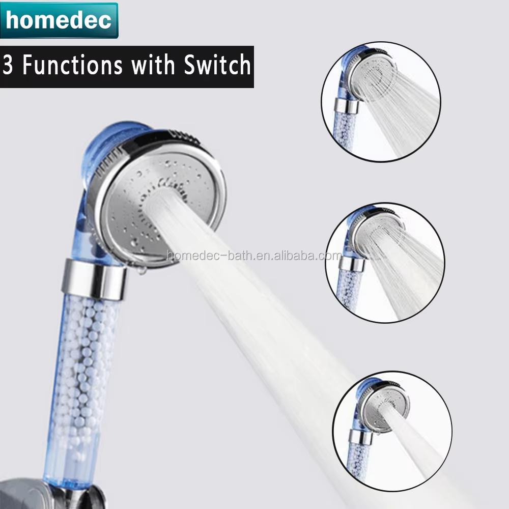Hot Sale Filtration Shower Head ,negative Ion Filter Handheld with 3 Control Switch Massage Shower Head ,Water Saving Shower