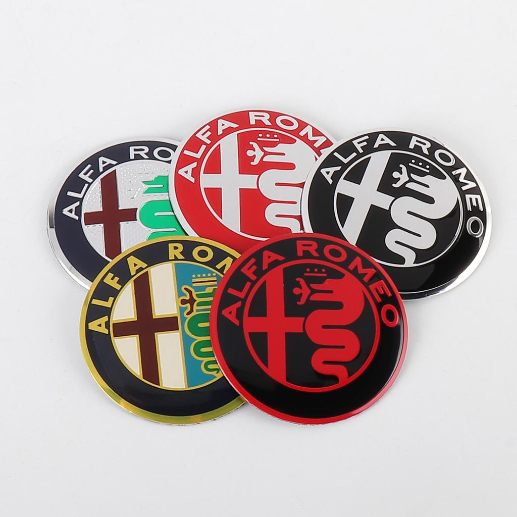 OUVKF1 4Pcs For Alfa Romeo Giulietta 147 Giulia Spider GT MiTo Stelvio 159 TZ3 Car Wheel Center Hub Caps Sticker Badge Tire Rim Covers