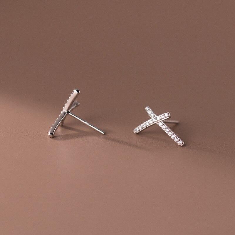 Trustdavis настоящие серьги-гвоздики из стерлингового серебра 925 пробы с крестом для женщин, свадебная вечеринка, модные ослепительные ювелирные изделия из фианита S925 DA2754