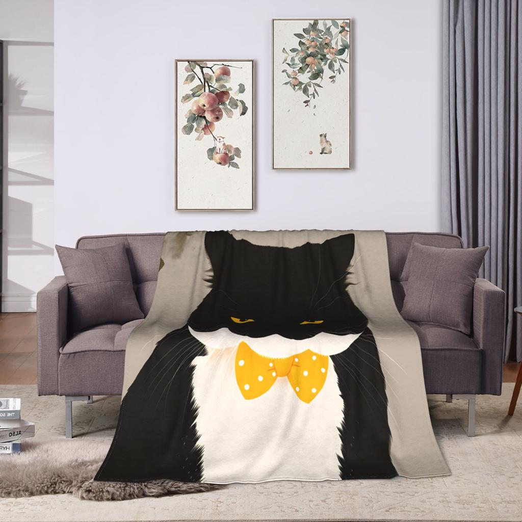 Whimsical Reading Cat Warm Soft Blanket Boy Girl Plush Bedding Throws Novelty Home Decor Flannel Bedspread Sofa Bed Cover