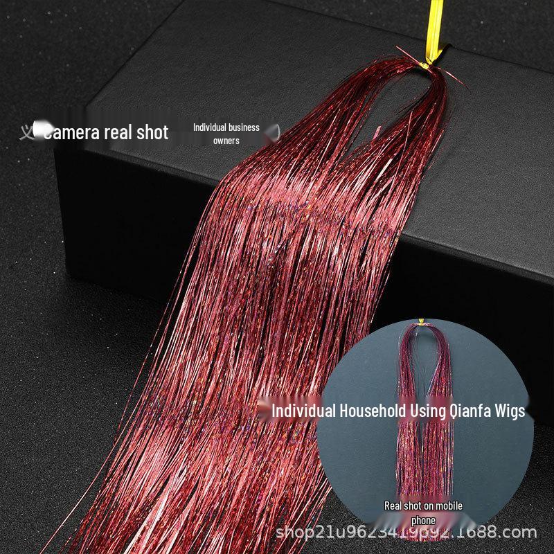 Hot Seller Tinsel Hair Laser Gold Metallic Thread Colorful Seamless Hair Extensions