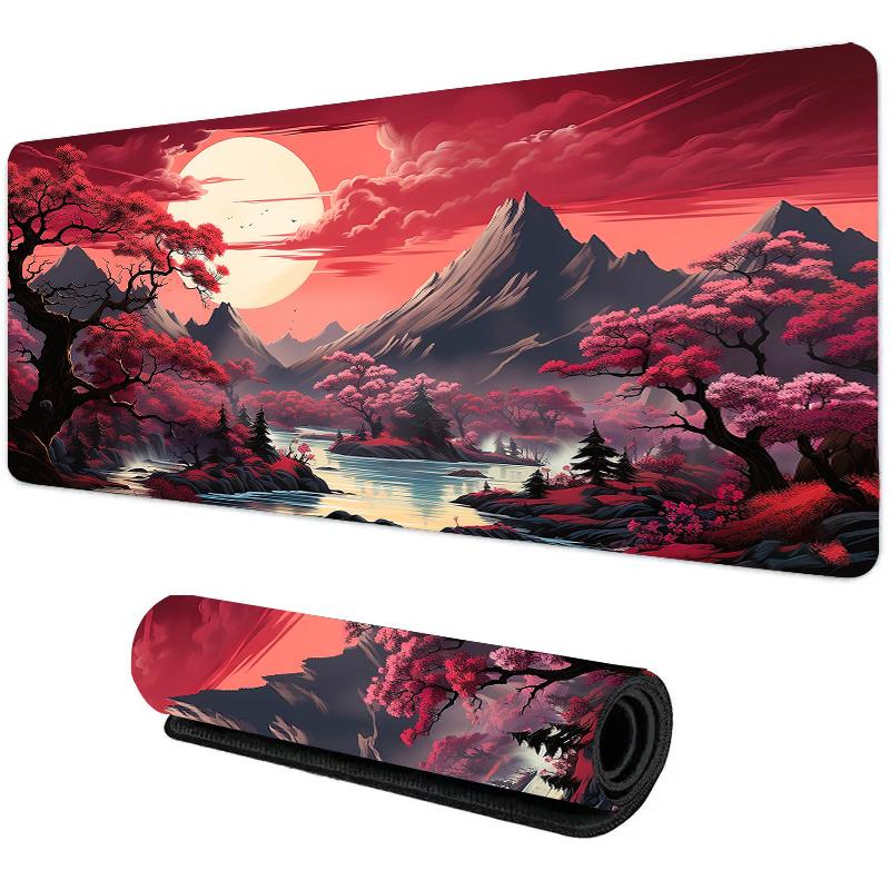 Dark Moonlight Landscape Desk Mat Waterproof Antislip Keyboard Gaming Pad