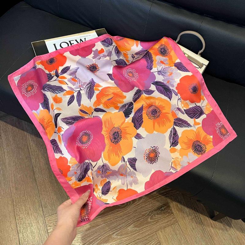 New Korean version of versatile printed decorative silk scarf, Chinese style temperament, elegant streamer, hair tie, bag, small scarf