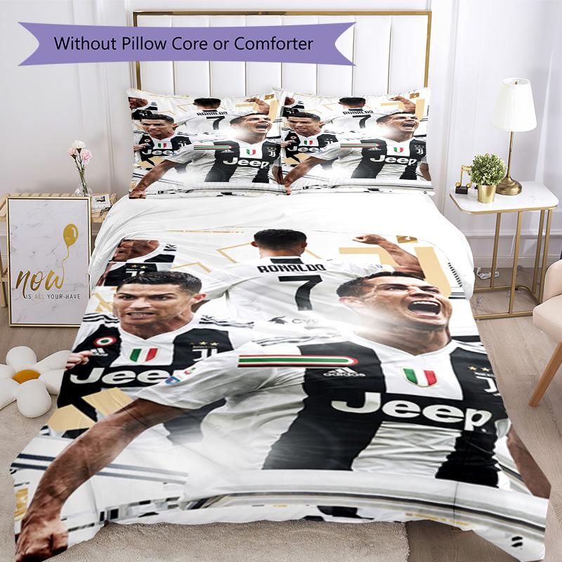 Ronaldo's Ronaldo Joins Juventus Bedding Set, Breathable Duvet Cover with Pillowcases, Soft Bed Linen for Bedroom Home Decoration, Perfect Festival Bi