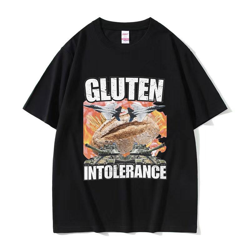 Hot Selling New Funny Gluten Intolerance Meme Graphic Tshirt Unisex Women Retro Harajuku Oversized Breathable Casual Tops 2026