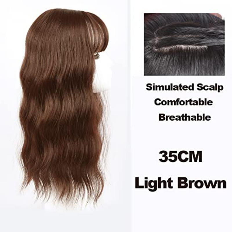 Топпер для волнистых/кудрявых волос с воздушной челкой для женщин, синтетический зажим для наращивания волос, парик для увеличения объема для покрытия выпадения седых волос