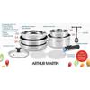 Arthur Martin AM0025 Batterie de cuisine amovible 10 pièces Acier Inoxydable Casserole avec bec verseur Poignée amovible tous fe63