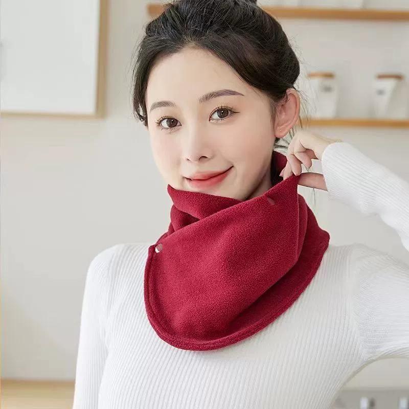 Winter Fleece Neck Scarf Thickened Warm Autumn Winter Neck Scarf Women's Plush Scarves Double Layer Neckerchief Scarf Ring