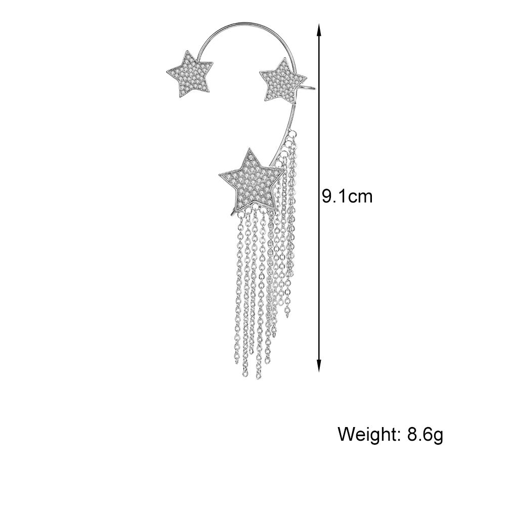Звезда-вспышка, стразы, клипсы для ушей, модные элегантные темпераментные подвески с кисточками, женские очаровательные серьги для вечеринки в ночном клубе