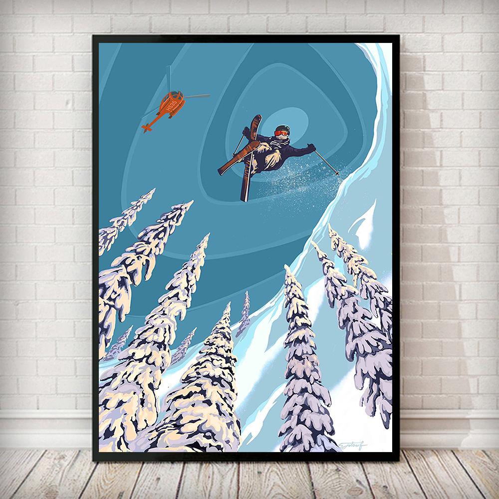 Retro Addicted to Powder Revel stoke Posters and Prints Ski Badge Wall Art Canvas Painting Hd Print Wall Picture For Living Room No Frame