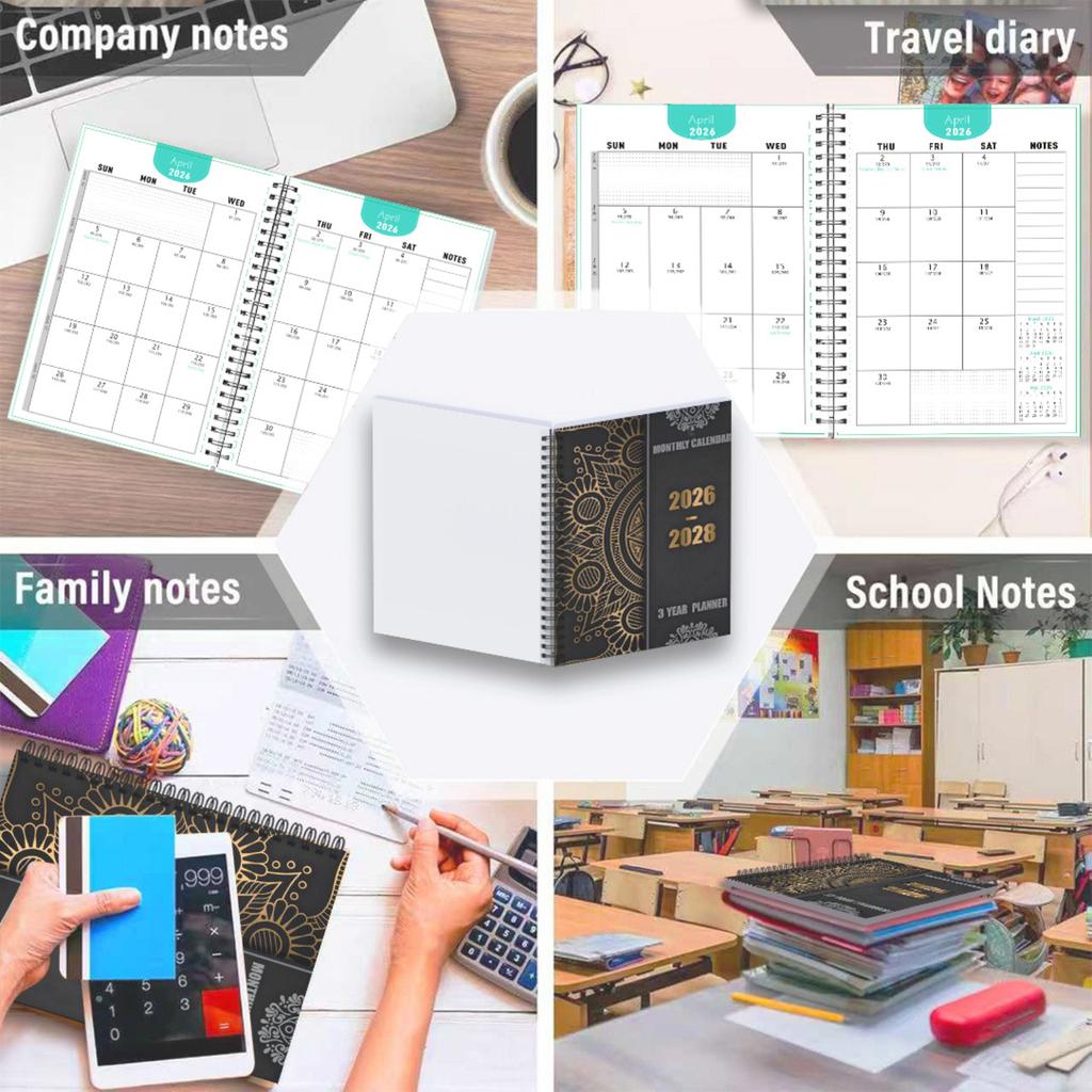 Ежемесячный акварельный планер на 2026-2028 годы, идеально подходит в качестве подарка для семьи и друзей, чтобы помочь спланировать ваше время и расписание.