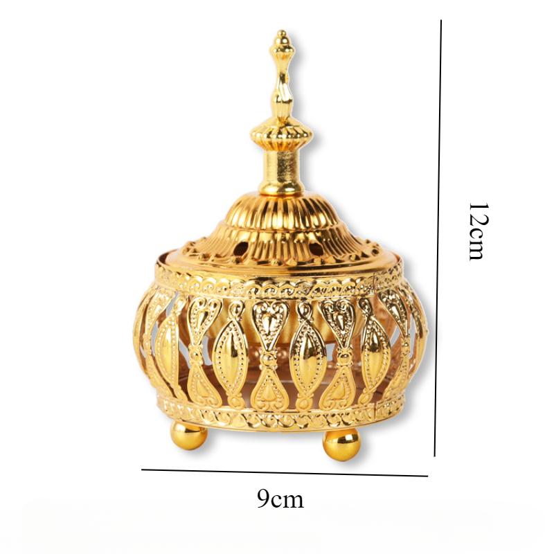 Творческая золотая полая металлическая курильница для благовоний в ближневосточном арабском стиле, настольная курильница, без индивидуальной доставки благовоний