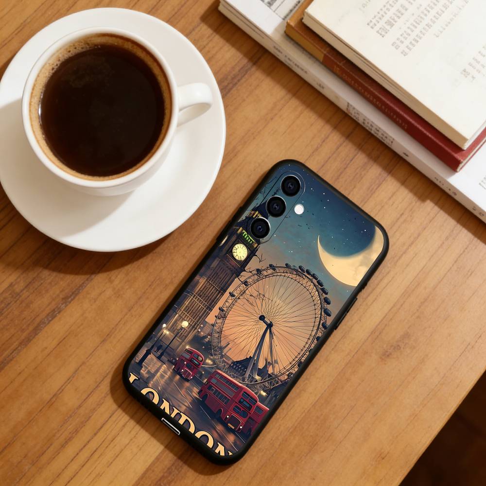 Чехол для телефона Big Ben Tower Bridge для Samsung Galaxy A73, A72, A71, A70, A53, A52, A51, Другие Мягкий Черный Чехол