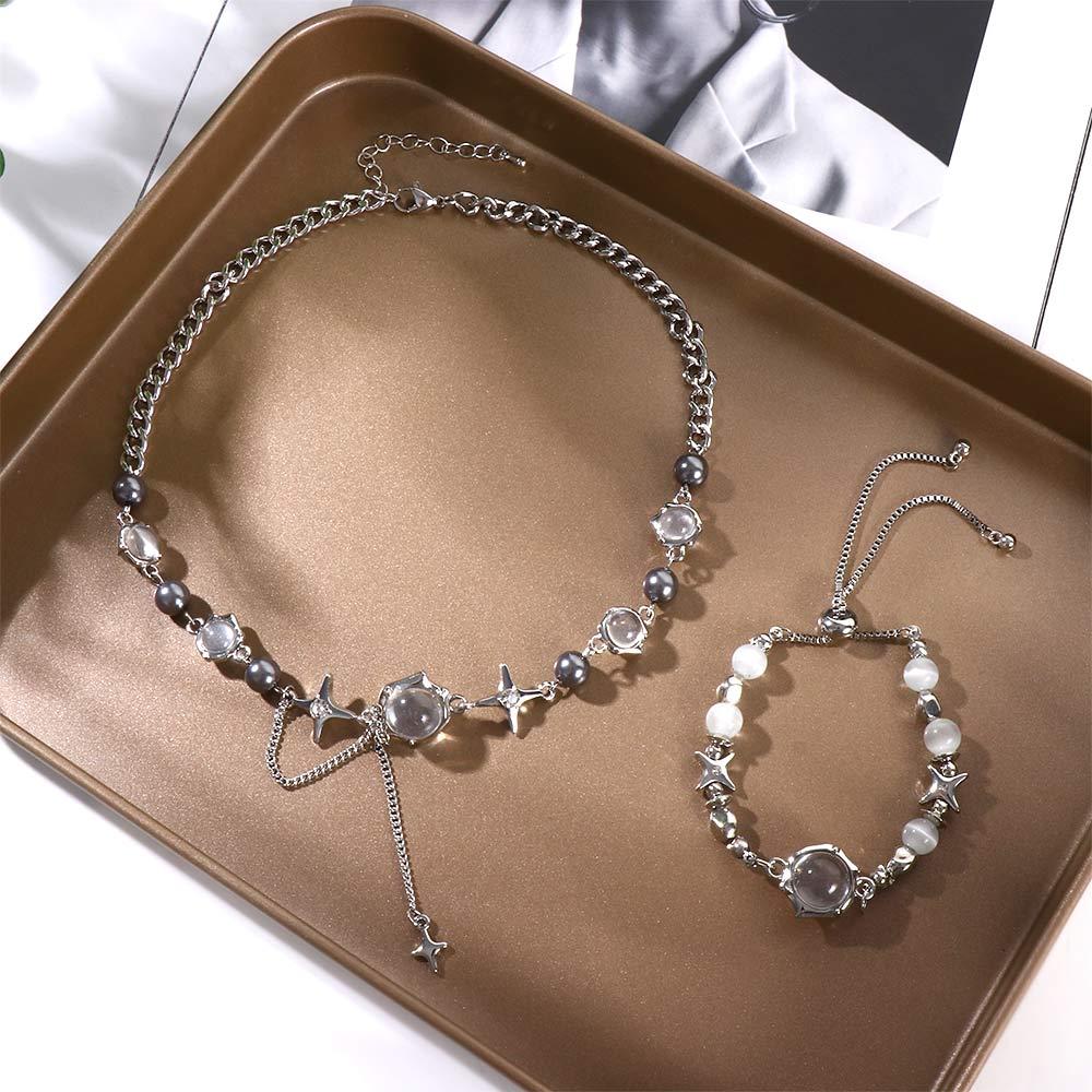 Gift Y2K Exquisite Star Necklace Moon Stone Bracelet Women Jewelry Accessories Korean Style Choker