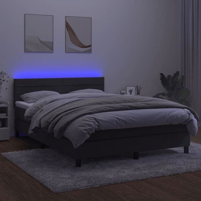 Maison Exclusive - Sommier à lattes de lit avec matelas LED Gris foncé 140x190 cm