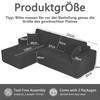 Fully compressed L-shaped corduroy sofa, 2-person seating group + chaise longue corner, soft high-density foam padding, for living room, Black