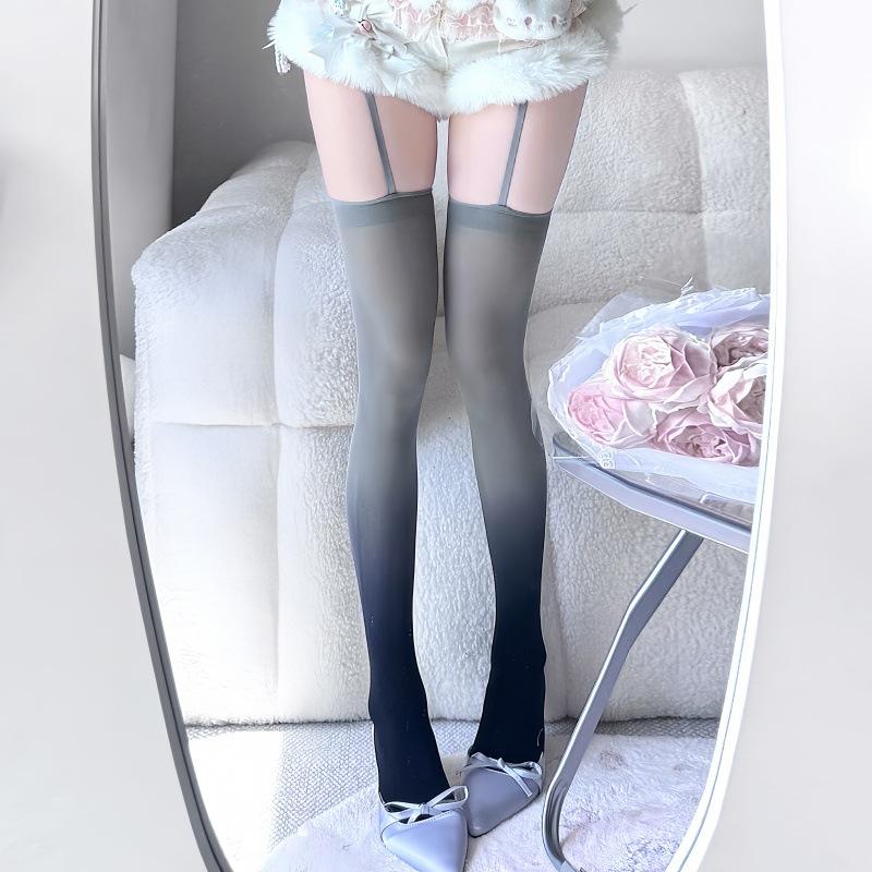 Фиолетовые двухцветные носки до колена с градиентным переходом Jk Высокие гольфы