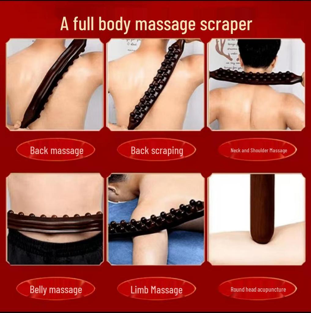 Gua Sha Three-Row Bead Muscle Roller for Full-Body Acupressure Massage - Portable, Universal Use