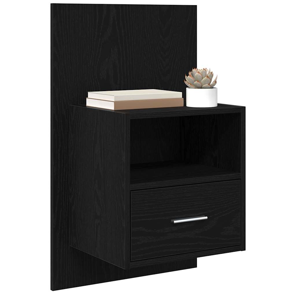 Nightstand Set of 2 Black Oak Effect 50 x 32.5 x 80 cm