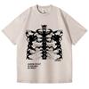 Retro Washed Vintage T-shirt Women Streetwear Blsack Tops Skeleton Print Grunge Gothic Oversized T-shirt Streetwear Women's T-shirt