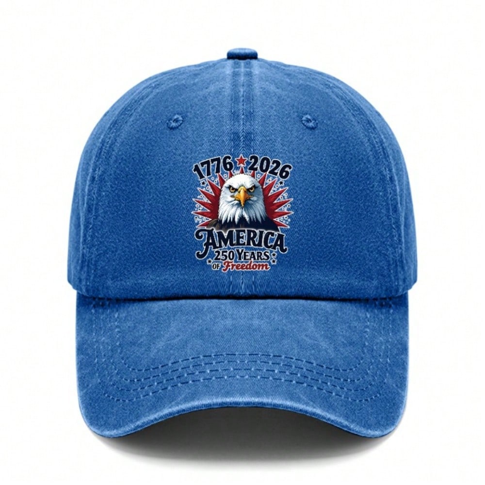 Patriotic Baseball Cap - 250Th Anniversary USA Patriotic Eagle Print Polyester Adjustable Breathable Lightweight Curved Brim Sun Protection Casual