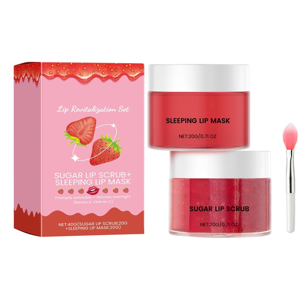 Набор для ухода за губами. Фруктовая скраб-маска для губ. Набор из двух предметов. Увлажняющий уход. Мягко удаляет омертвевшие клетки кожи на губах, восстанавливает гладкость и мягкость.