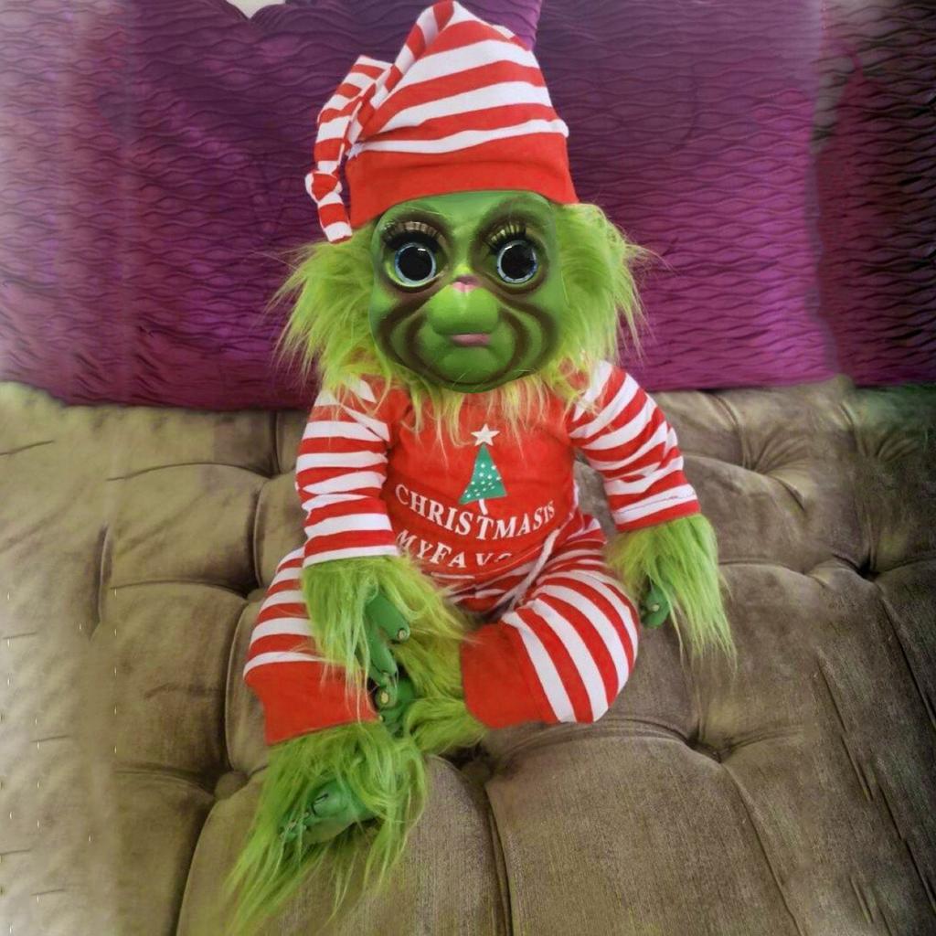 Christmas Latex Doll, Green Furry Gift, Plush Ornament, Christmas Gift