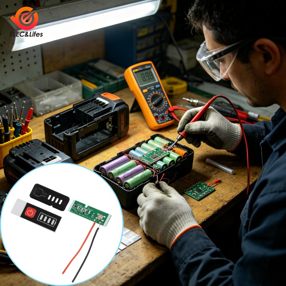 Lithium Power Level Indicator Gauge 1S 11S Real-time Battery Status Monitor For DIY Energy Storage Power Tool Battery Refit