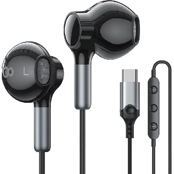 USB C Headphones for iPhone 15 16 Plus Pro Max Headphones Wired Type C Earbuds with Microphone Volume Control USB Type C Earphones for iPad Pro Air