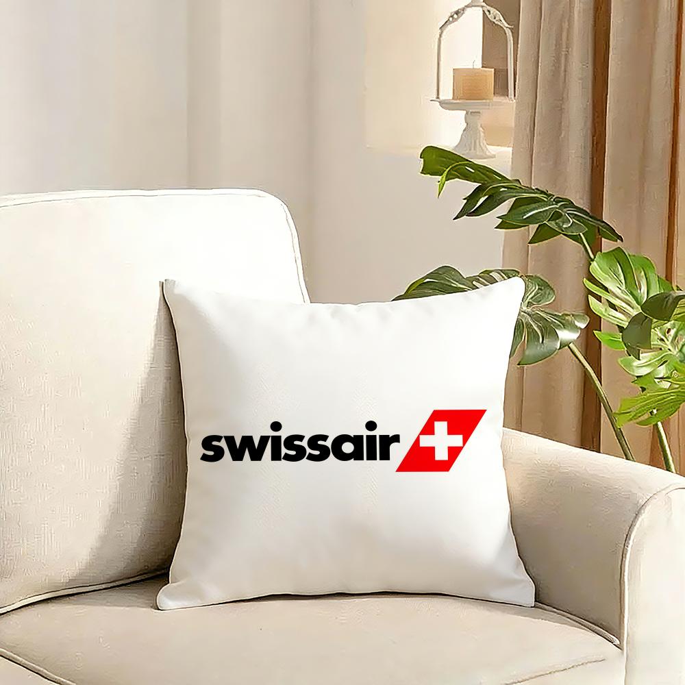 Swissair Cushion Cover Reversible Plush Pillow Cover Soft Fluffy Home Decor for Sofa Bedroom
