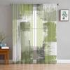 Геометрическая абстракция, картина маслом, шалфей, зеленый, тюлевые шторы для гостиной, прозрачные занавески для спальни, кухни, жалюзи, шторы