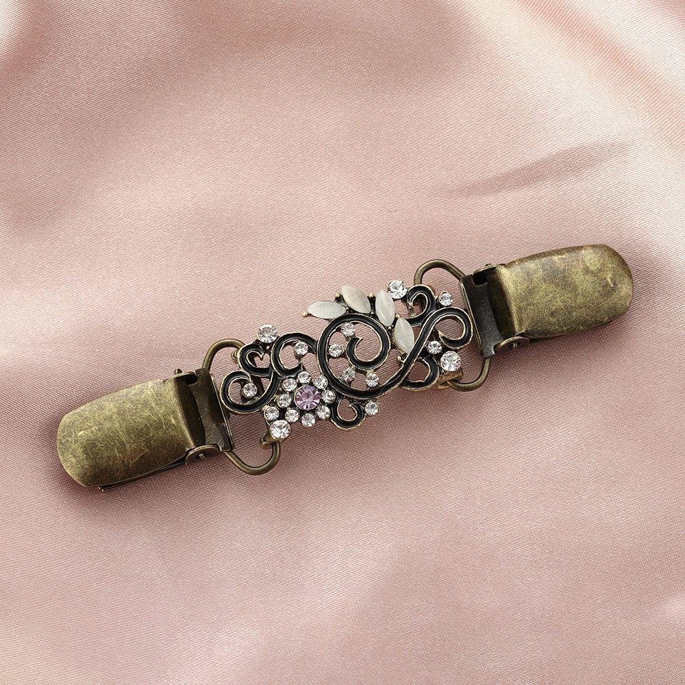 Trendy Winter Retro Crystal Sweater Blouse Pin Duck Clip Clasps Shawl Brooch Cardigan Clip